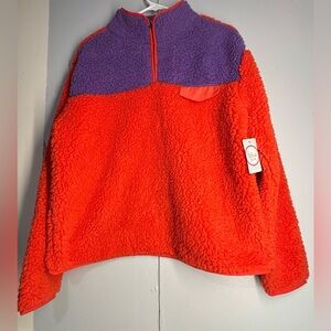 Flirtitude  Puffer Jacket - Red and Purple Flirtitude Active Sherpa Pullover.